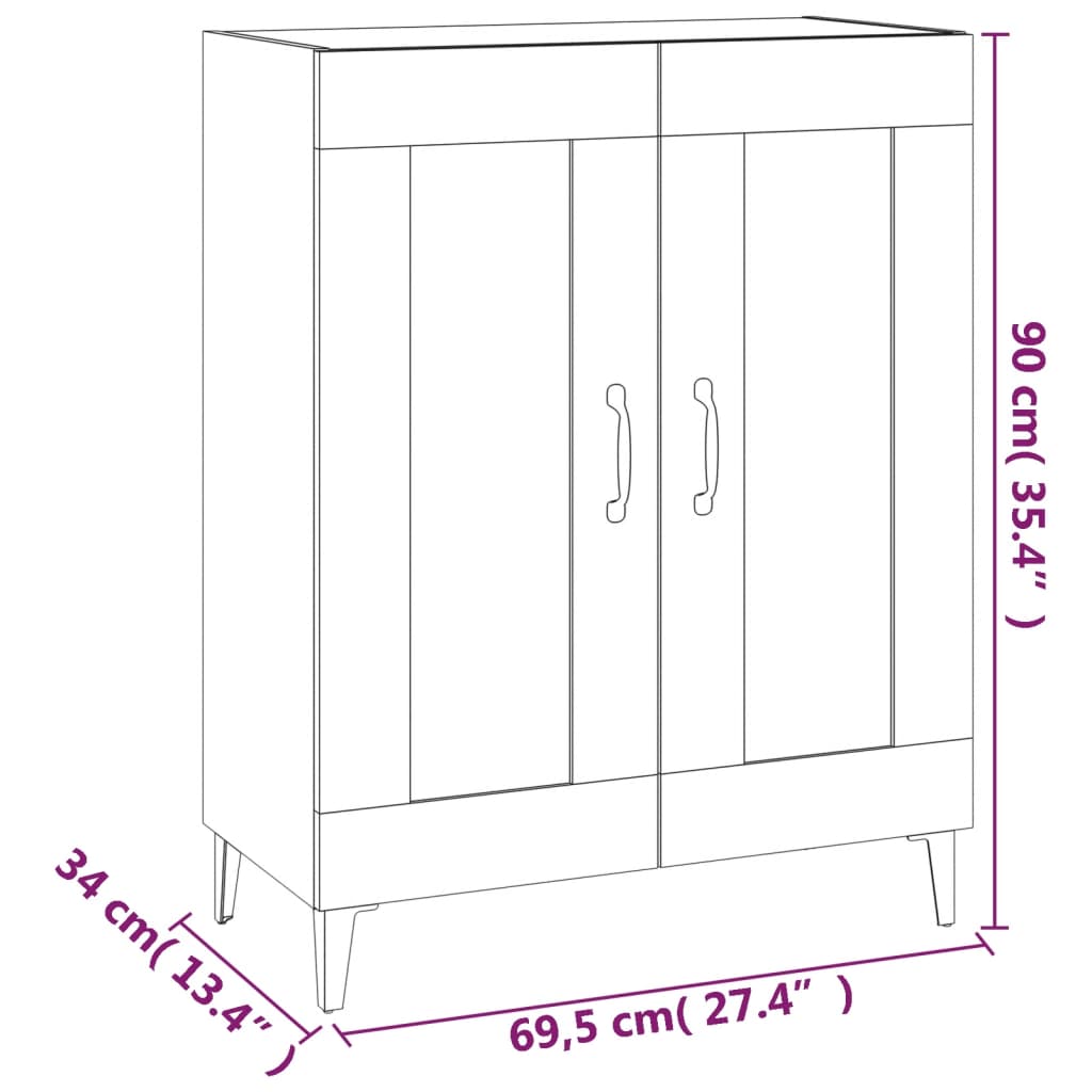 Sideboard White 69.5X34X90 Cm Engineered Wood