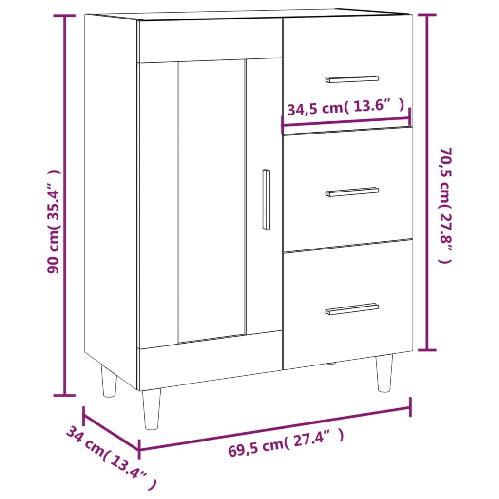 Sideboard 69.5X34X90 Cm Engineered Wood