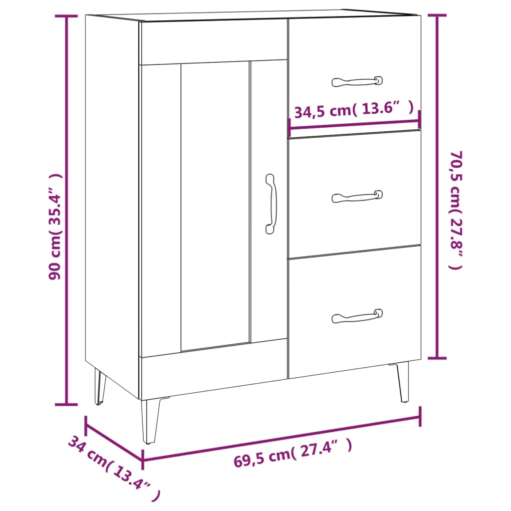 Sideboard 69.5X34X90 Cm Engineered Wood