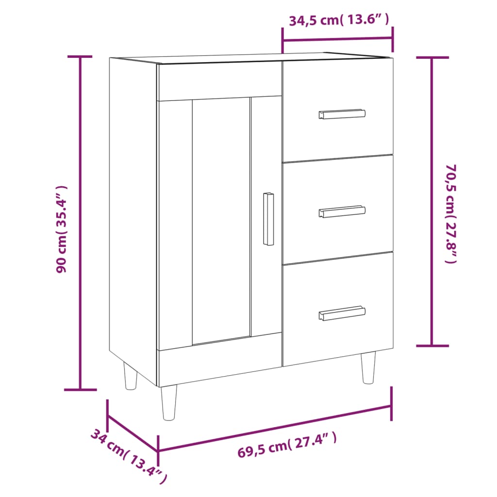 Sideboard 69.5X34X90 Cm Engineered Wood