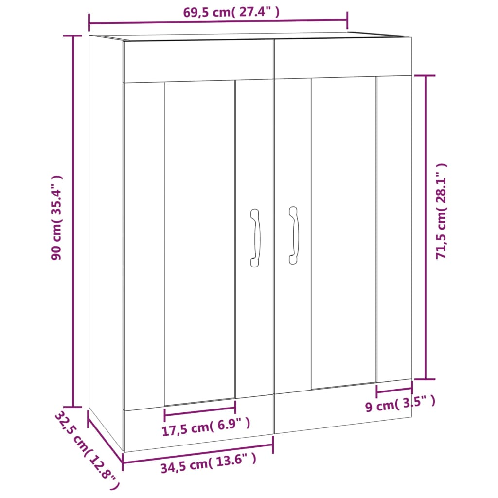 Hanging Wall Cabinet 69.5X32.5X90 Cm