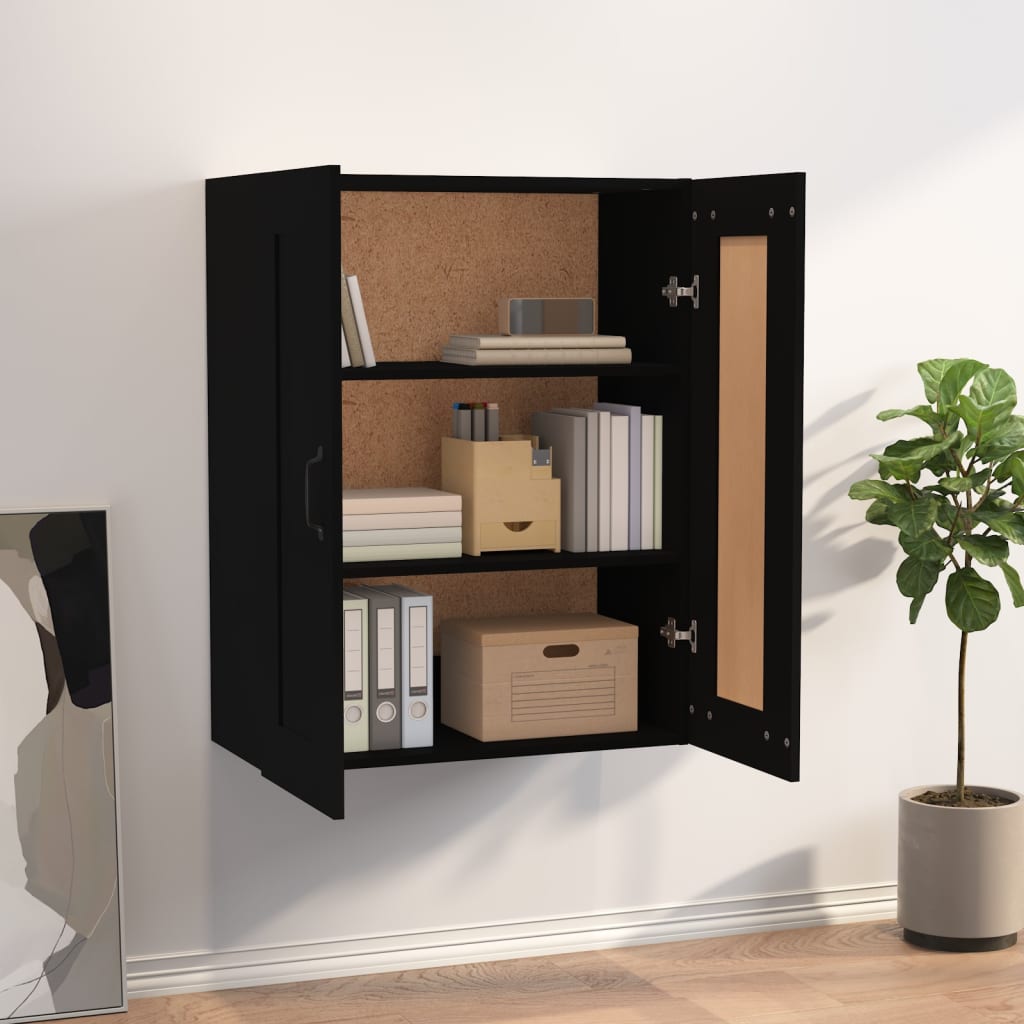 Hanging Wall Cabinet Black 69.5X32.5X90 Cm