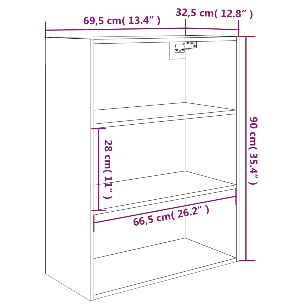 Hanging Wall Cabinet 69.5X32.5X90 Cm