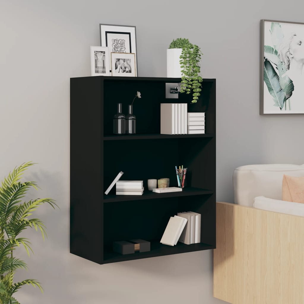 Hanging Wall Cabinet Black 69.5X32.5X90 Cm