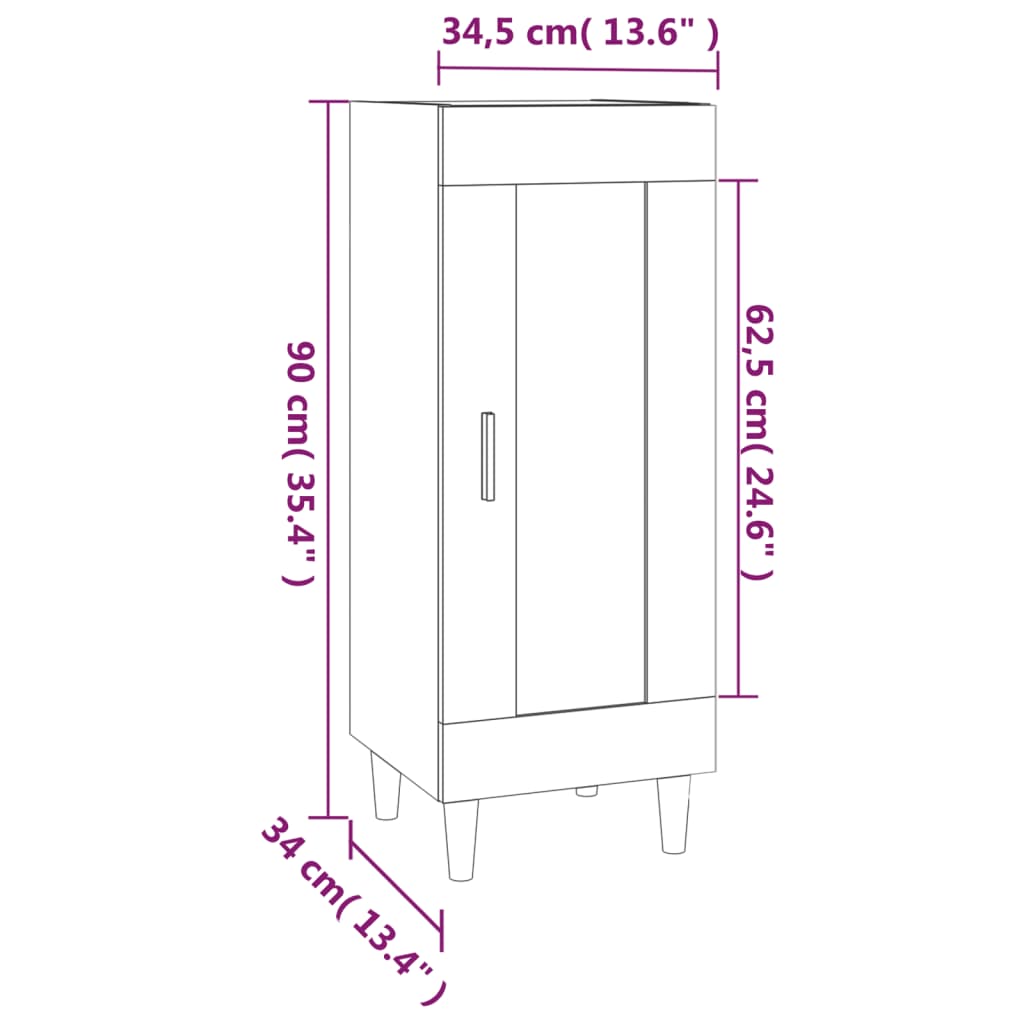 Sideboard White 34.5X34X90 Cm Engineered Wood