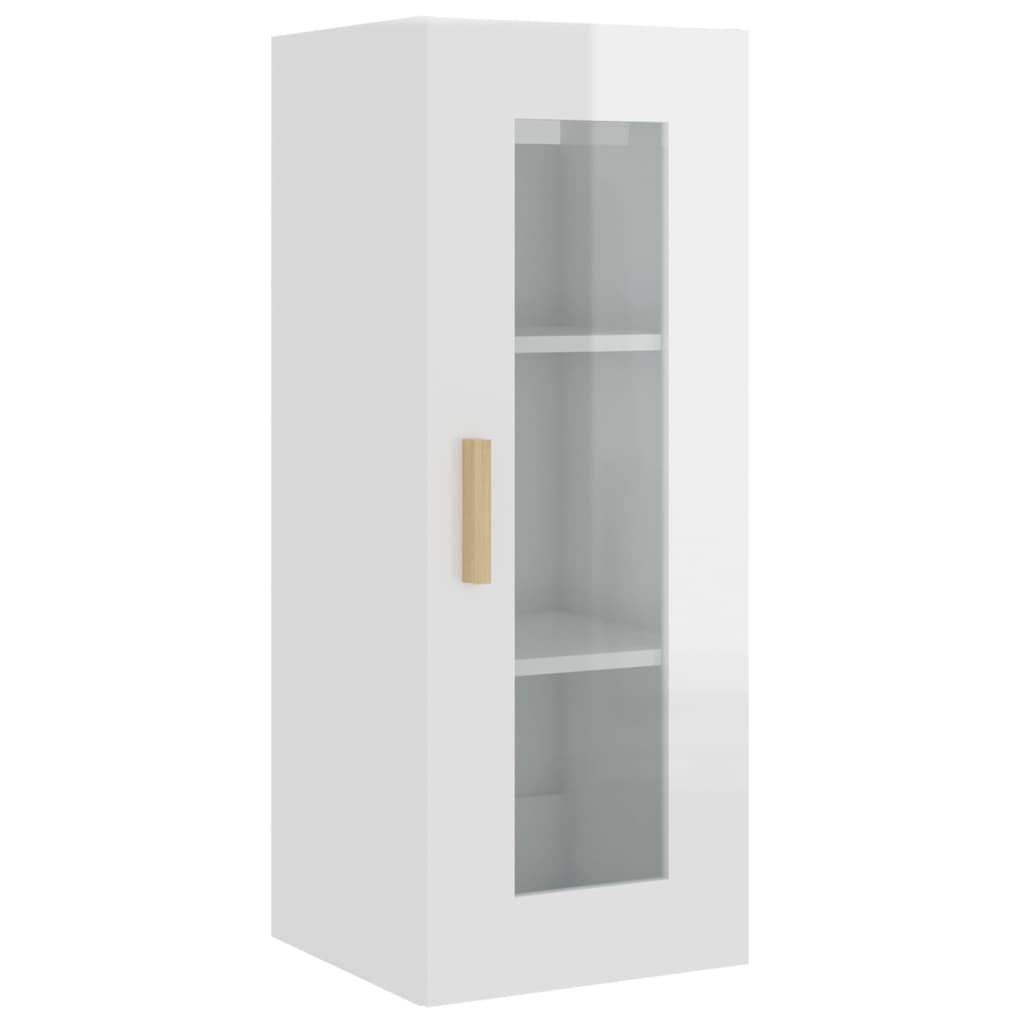 Hanging Wall Cabinet High Gloss White 34.5x34x90 cm