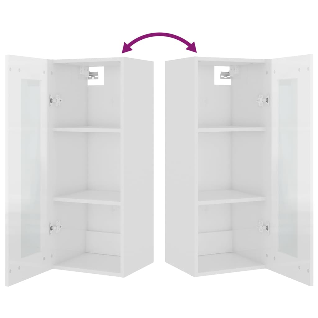 Hanging Wall Cabinet High Gloss White 34.5x34x90 cm