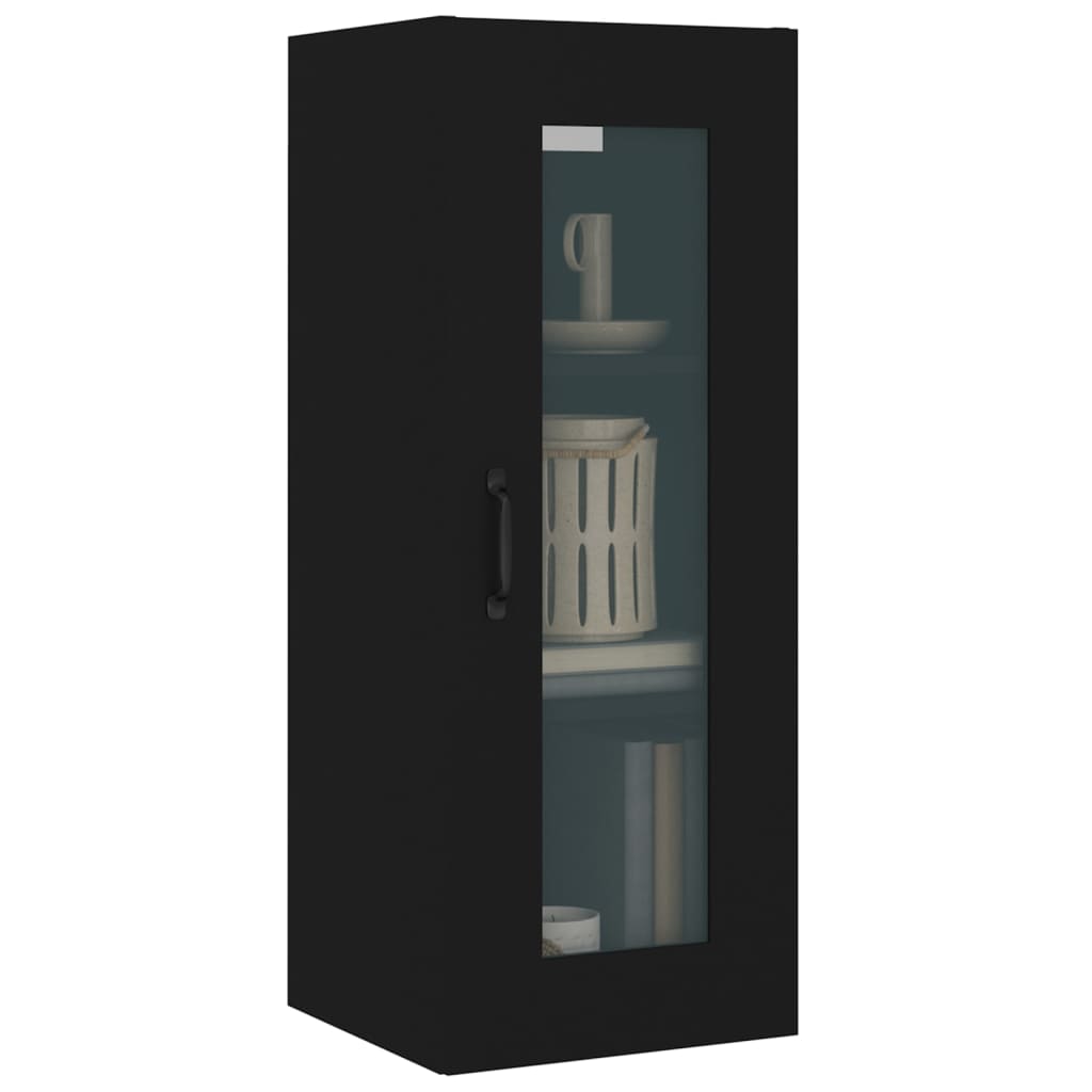 Hanging Wall Cabinet Black 34.5x34x90 cm