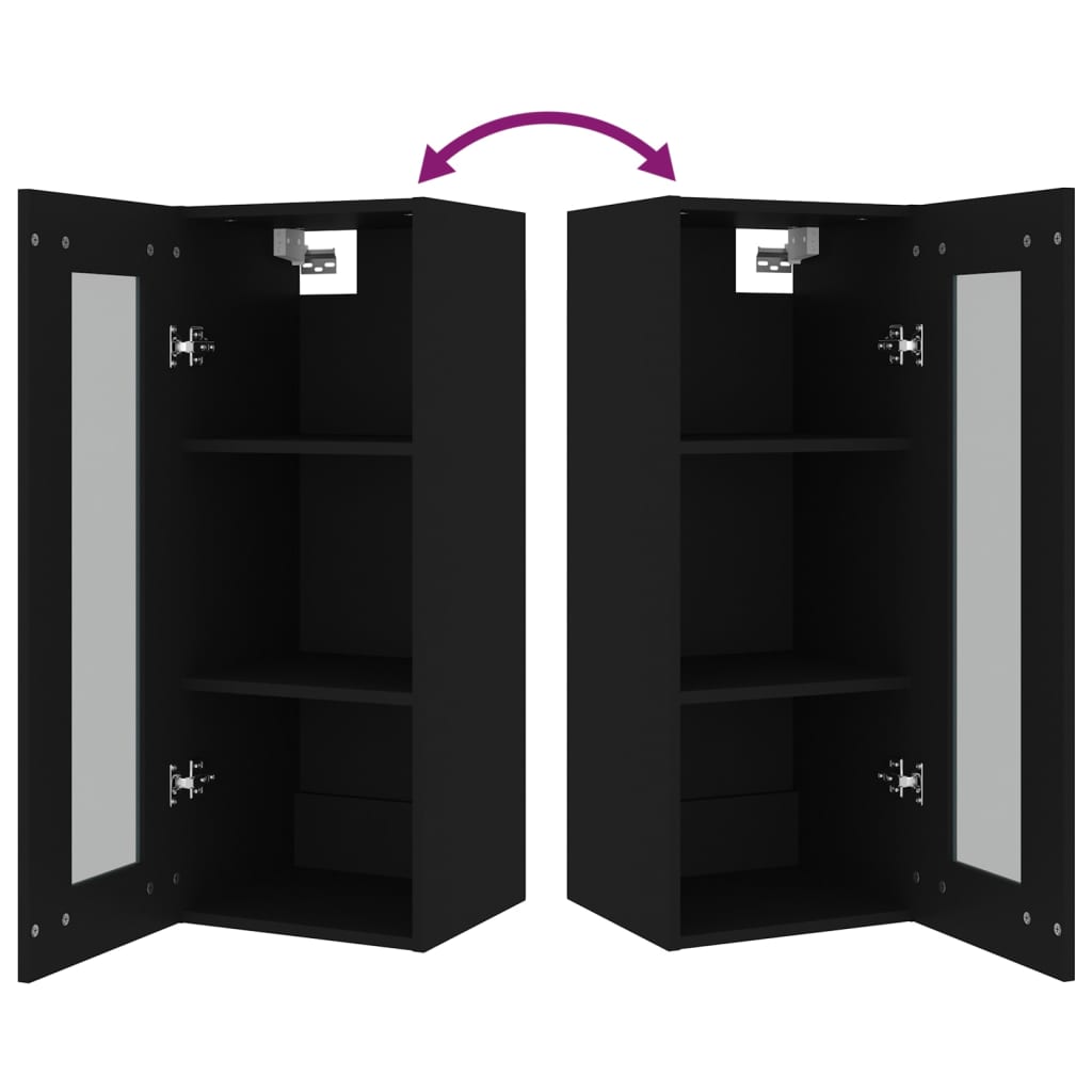 Hanging Wall Cabinet Black 34.5x34x90 cm