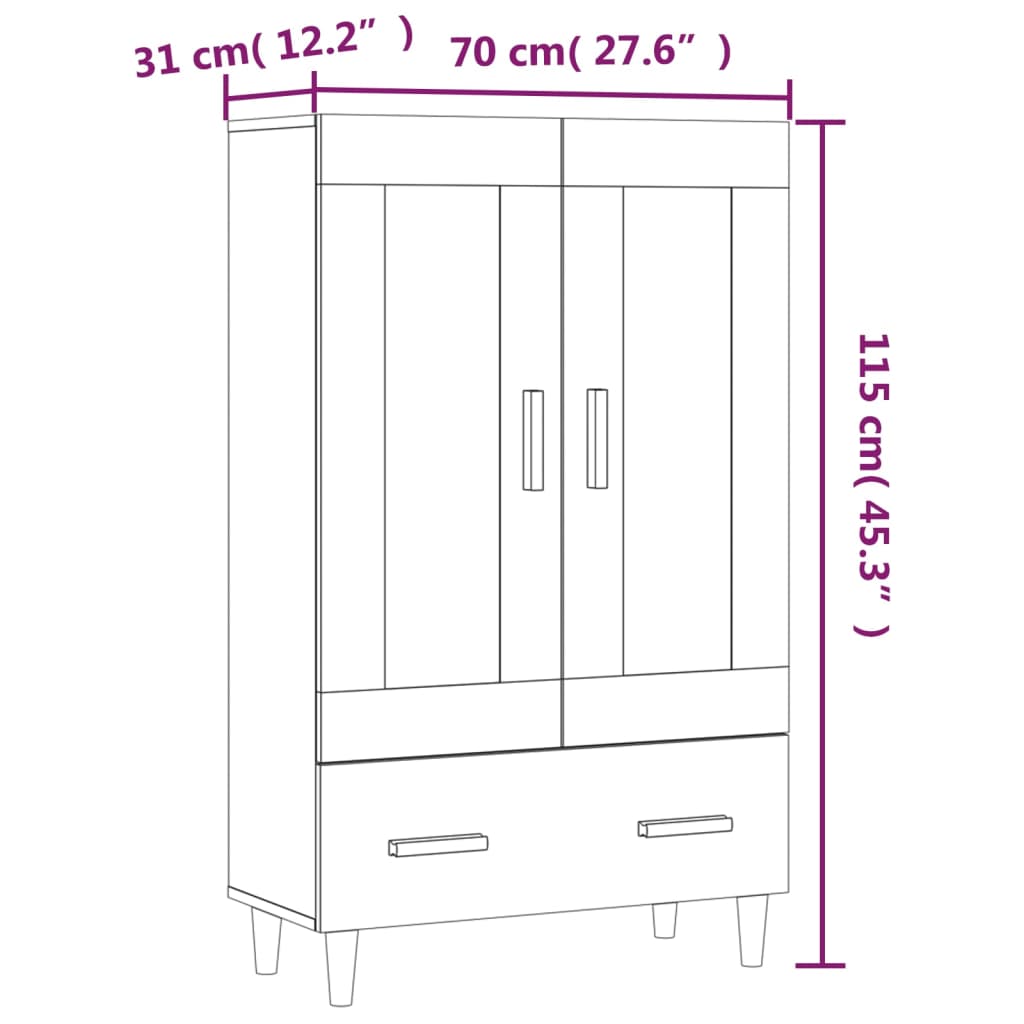 Highboard 70X3X5 Cm Engineered Wood