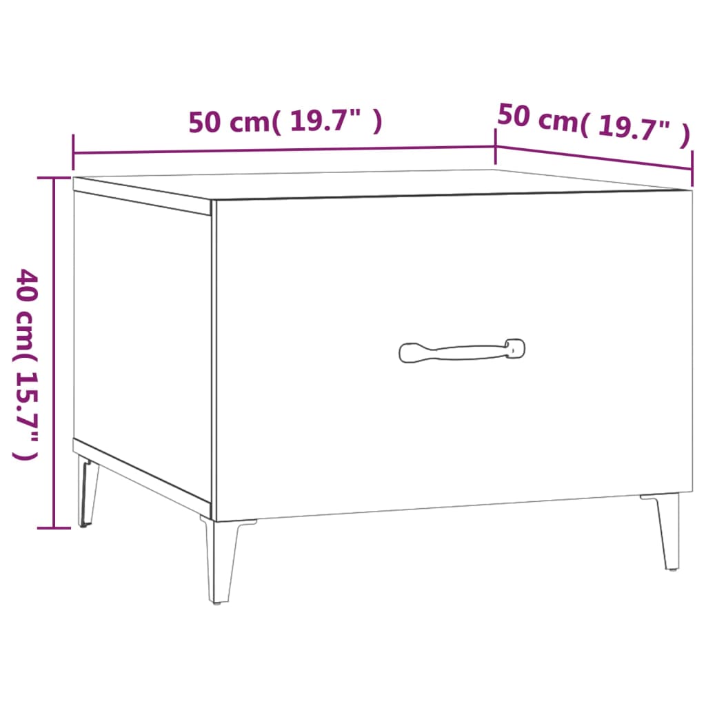 Coffee Table with Metal Legs 2 pcs Sonoma Oak 50x50x40 cm