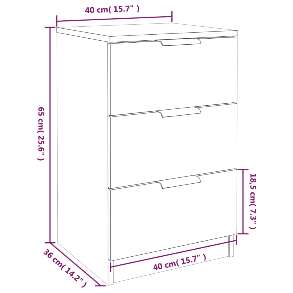 Bedside Cabinets Pcs 40X36X65 Cm