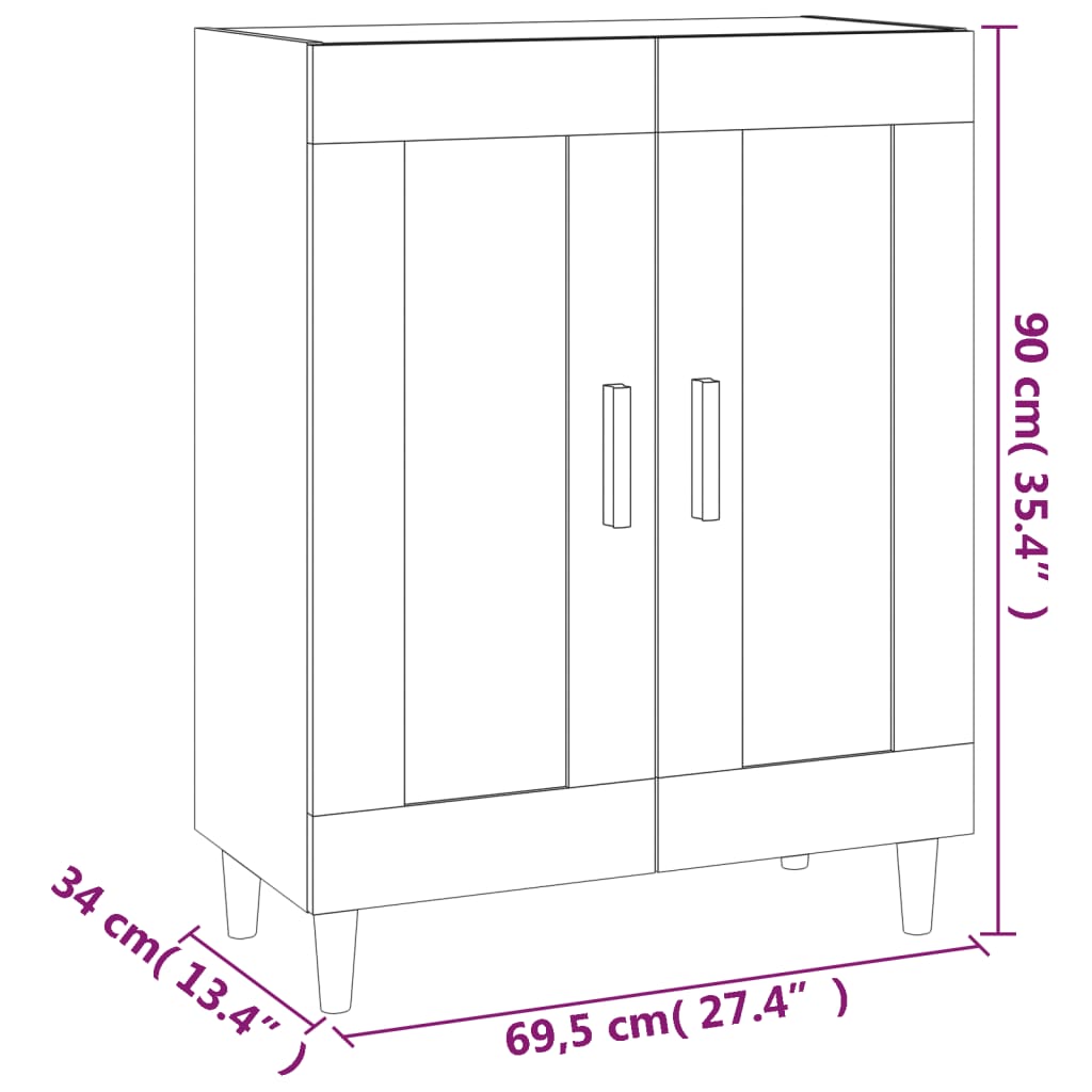 Sideboard Smoked Oak 69.5x34x90 cm Engineered Wood