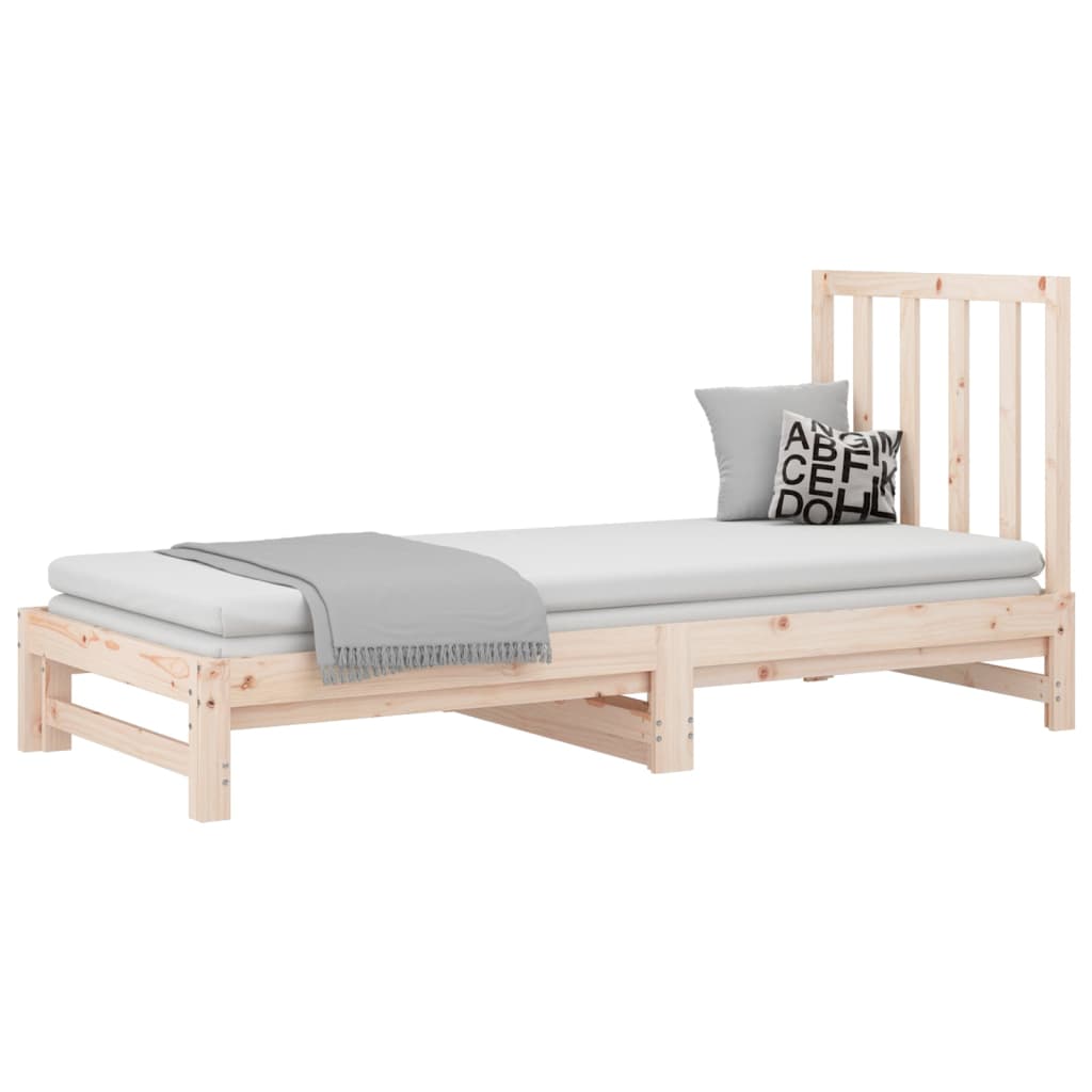 Pull-Out Day Bed 2X(92X187) Cm Single Size Solid Wood Pine