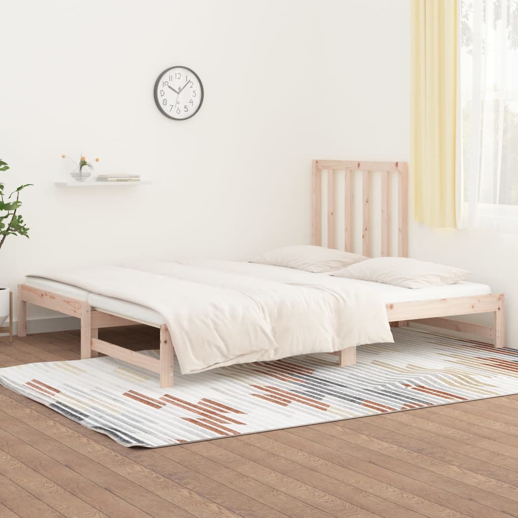 Pull-Out Day Bed 2X(92X187) Cm Single Size Solid Wood Pine