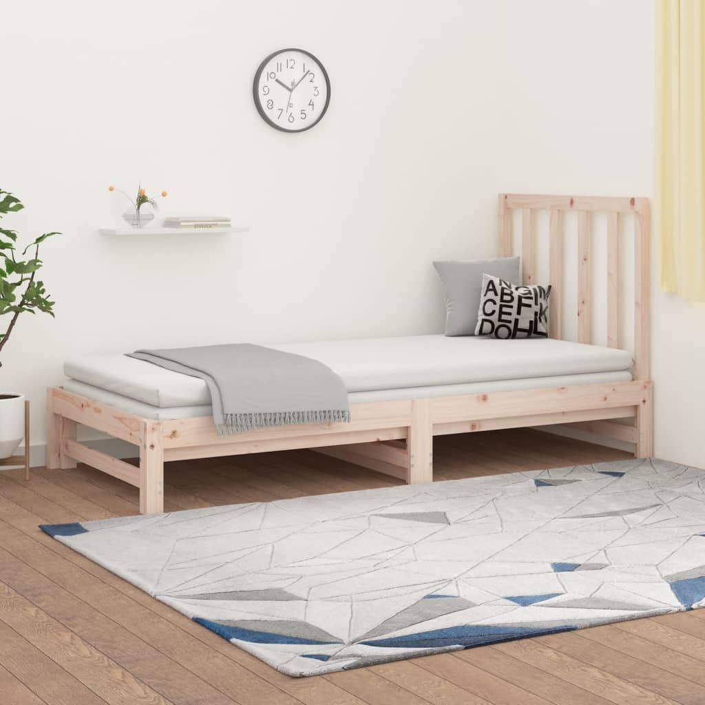 Pull-Out Day Bed 2X(92X187) Cm Single Size Solid Wood Pine