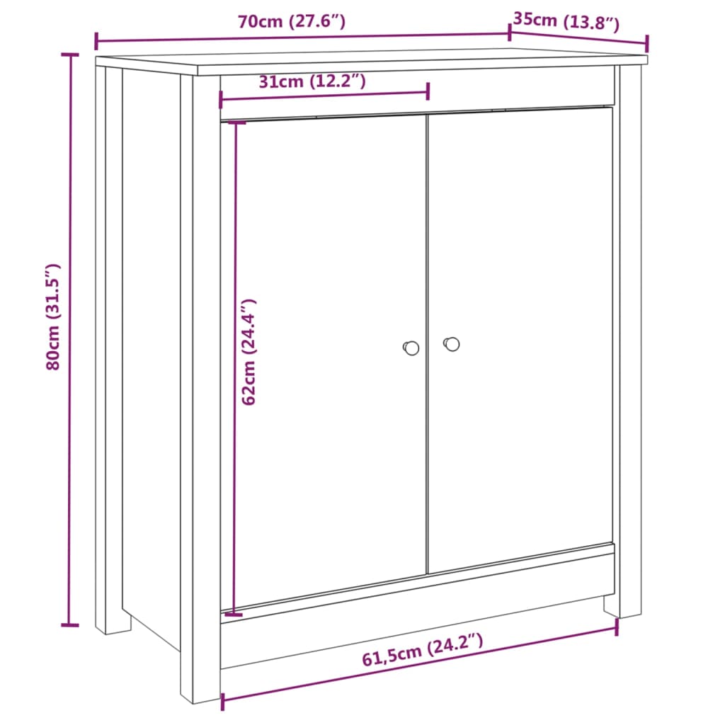 Sideboards Pcs 70X35X80 Cm Solid Wood Pine