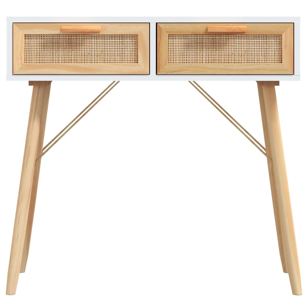 Console Table 80X30X75 Cm Solid Wood Pine&Natural Rattan