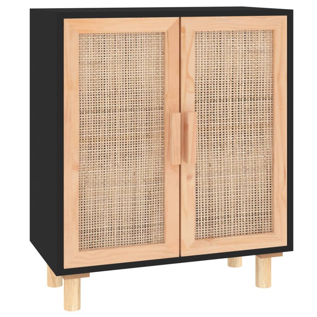 Sideboard 60X30X70 Cm Solid Wood Pine And Natural Rattan