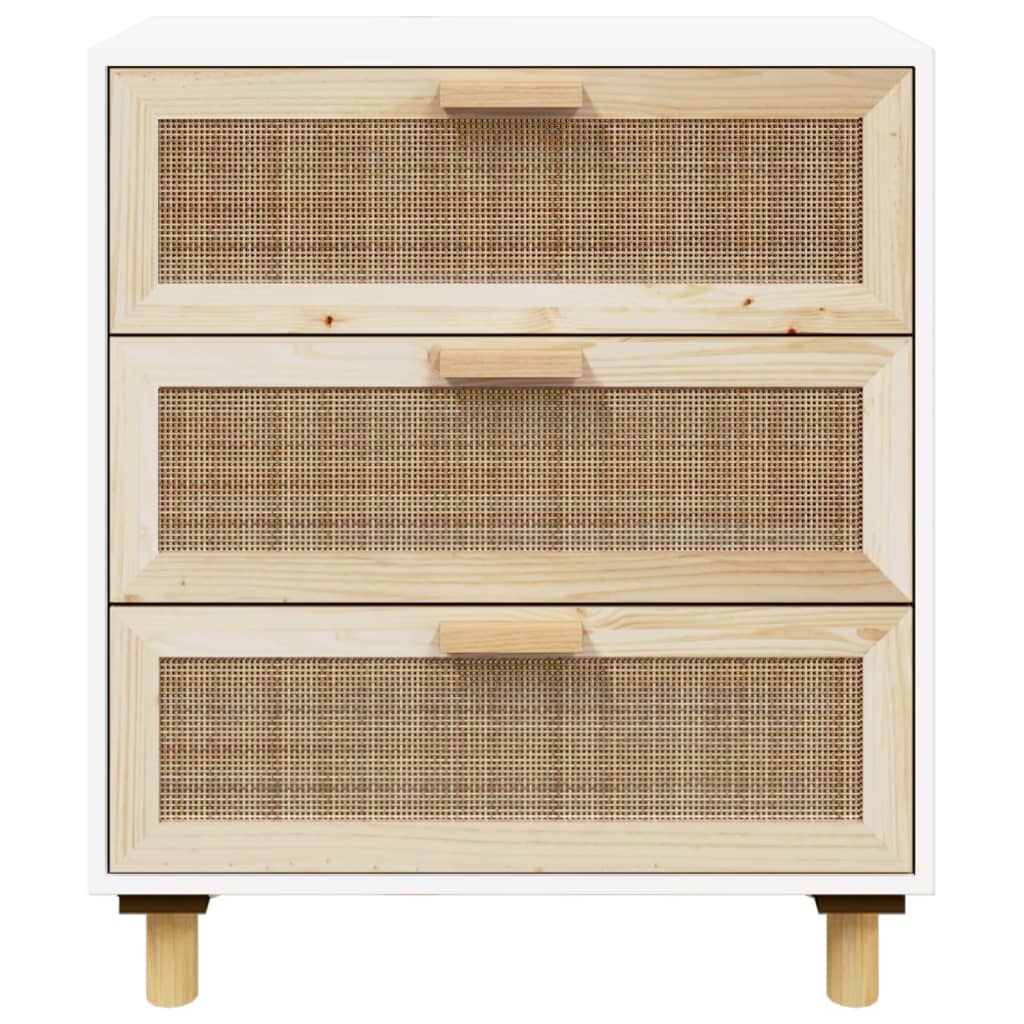 Sideboard 60X30X70 Cm Solid Wood Pine And Natural Rattan