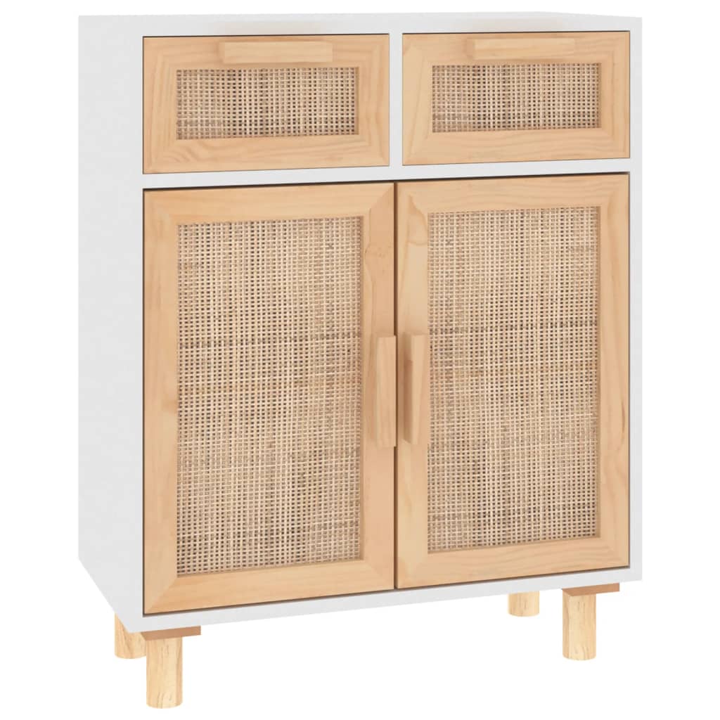 Sideboard 60X30X75 Cm Solid Wood Pine And Natural Rattan