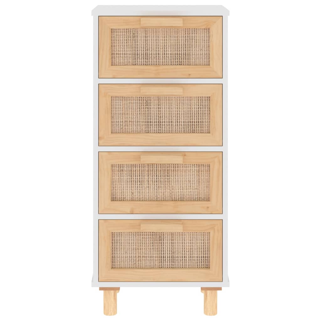 Sideboard 40X30X90 Cm Solid Wood Pine And Natural Rattan