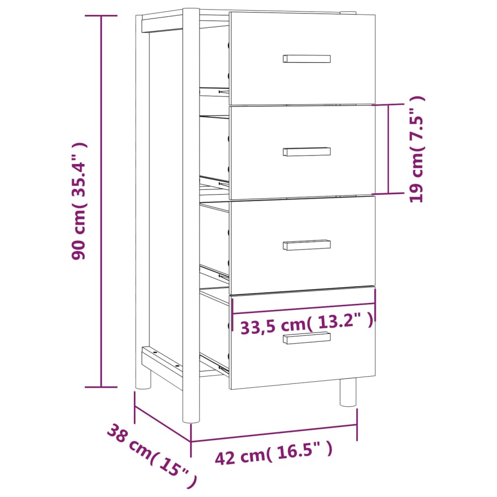 Highboard 42X38X90 Cm Engineered Wood