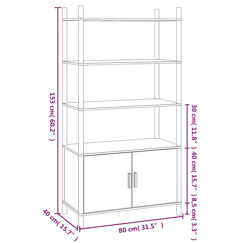 Highboard 80X40X53 Cm Engineered Wood