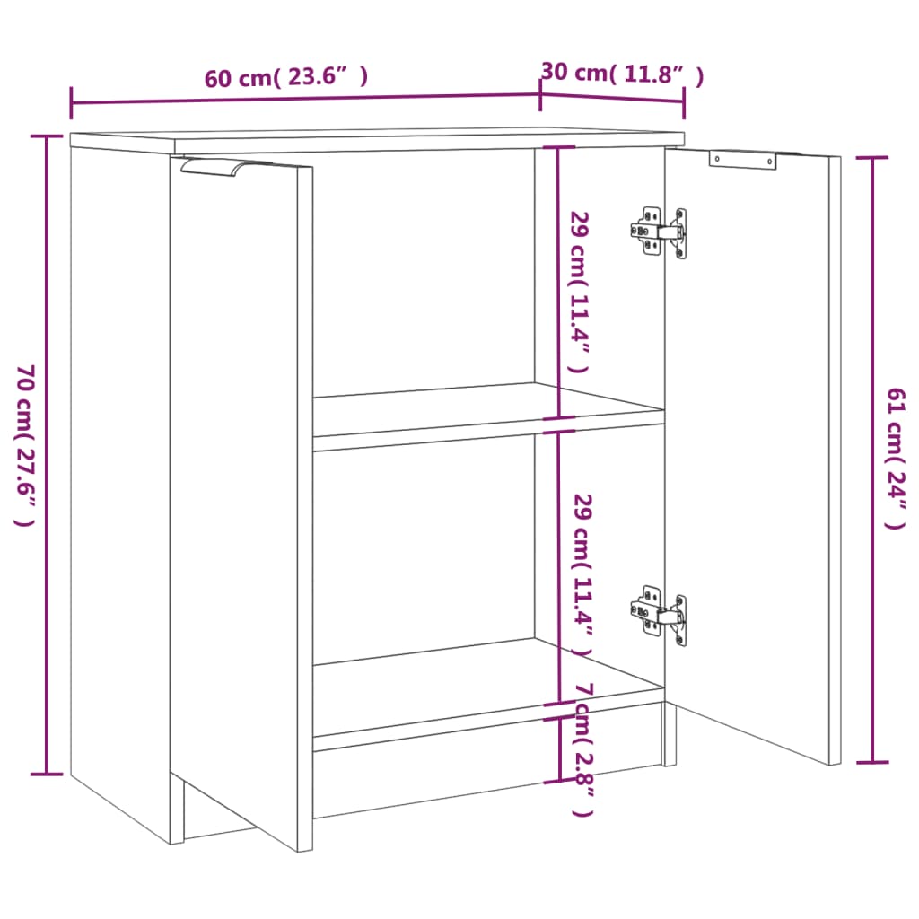 Sideboards Pcs 60X30X70 Cm Engineered Wood