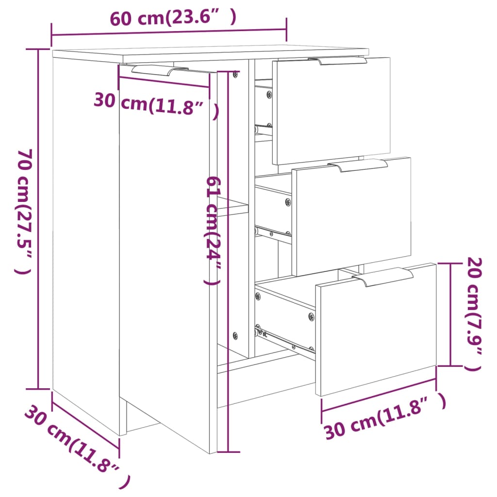 Sideboards Pcs 60X30X70 Cm Engineered Wood