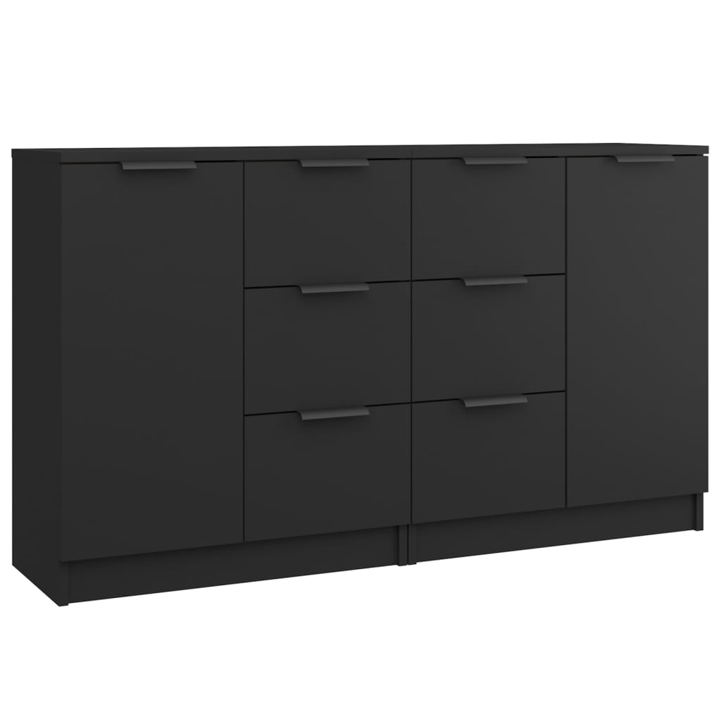 Sideboards 2 pcs Black 60x30x70 cm Engineered Wood