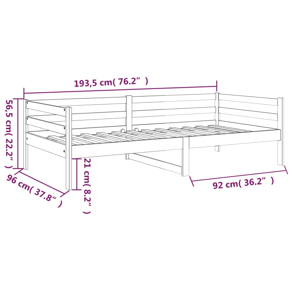 Day Bed 92X187 Cm Single Size Solid Wood Pine