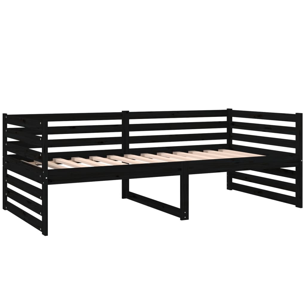 Day Bed Black 92x187 cm Single Size Solid Wood Pine