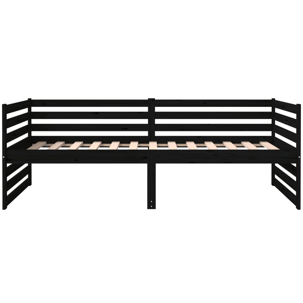 Day Bed Black 92x187 cm Single Size Solid Wood Pine