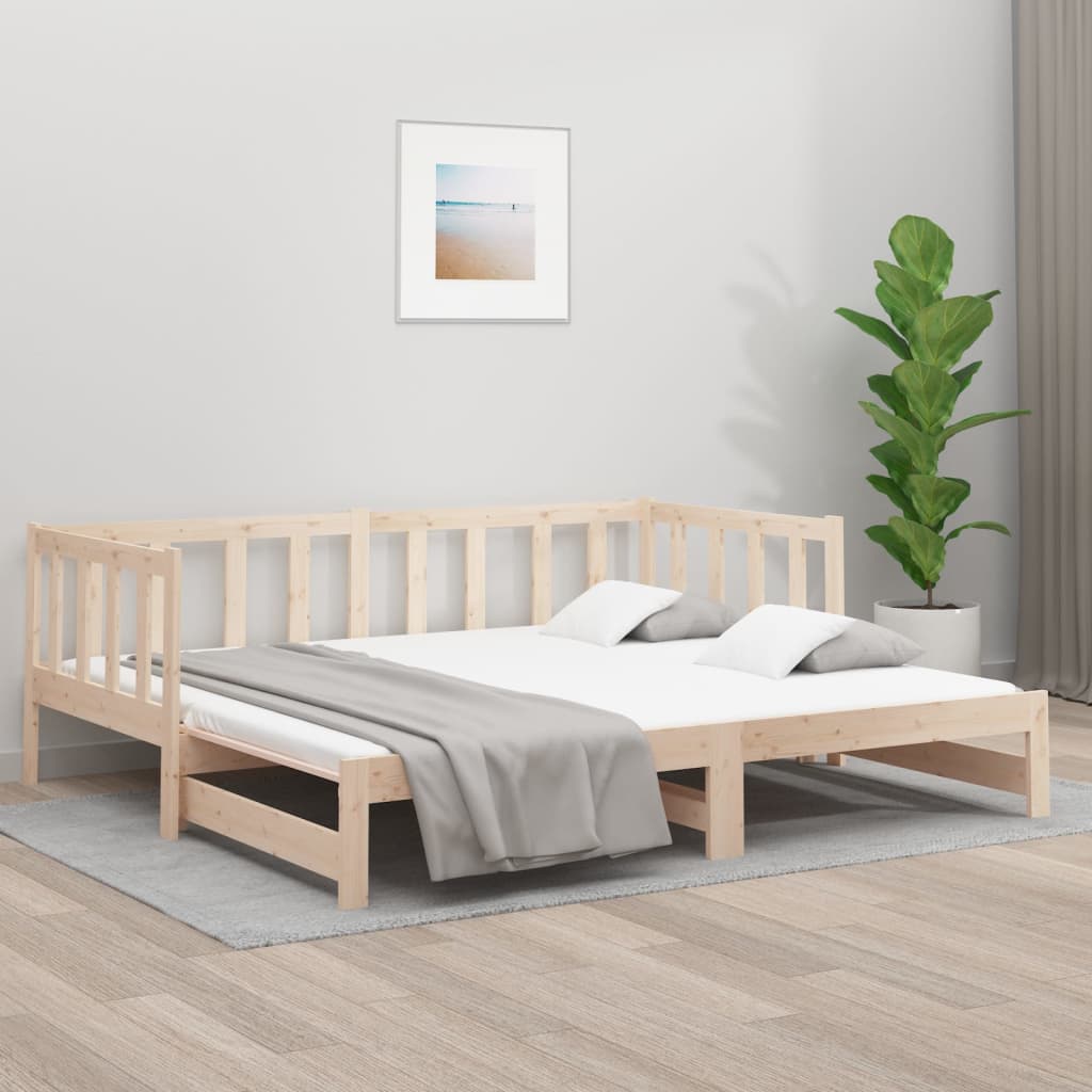 Pull-Out Day Bed 2X(92X187) Cm Single Size Solid Wood Pine