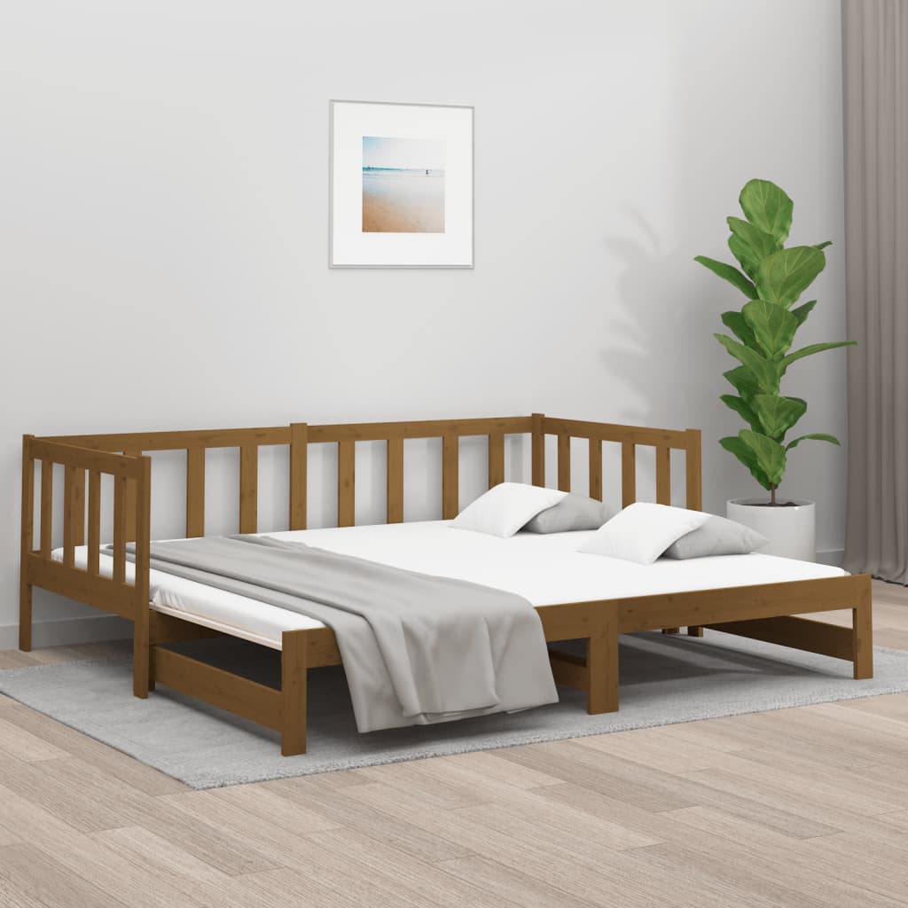 Pull-Out Day Bed 2X(92X187) Cm Single Size Solid Wood Pine