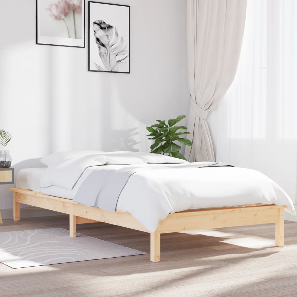 Bed Frame 92X187 Cm Single Size Solid Wood Pine