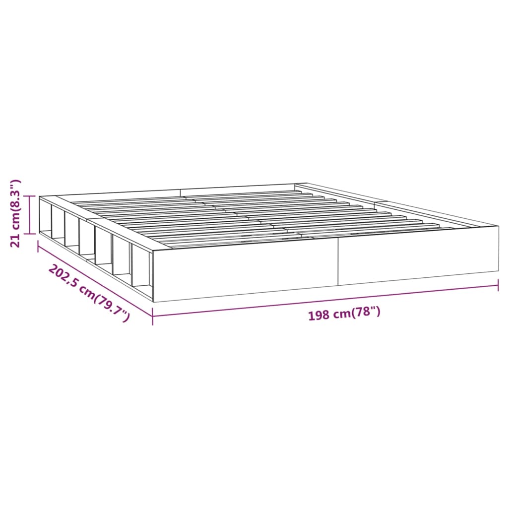 Bed Frame 183x203 cm King Size Solid Wood