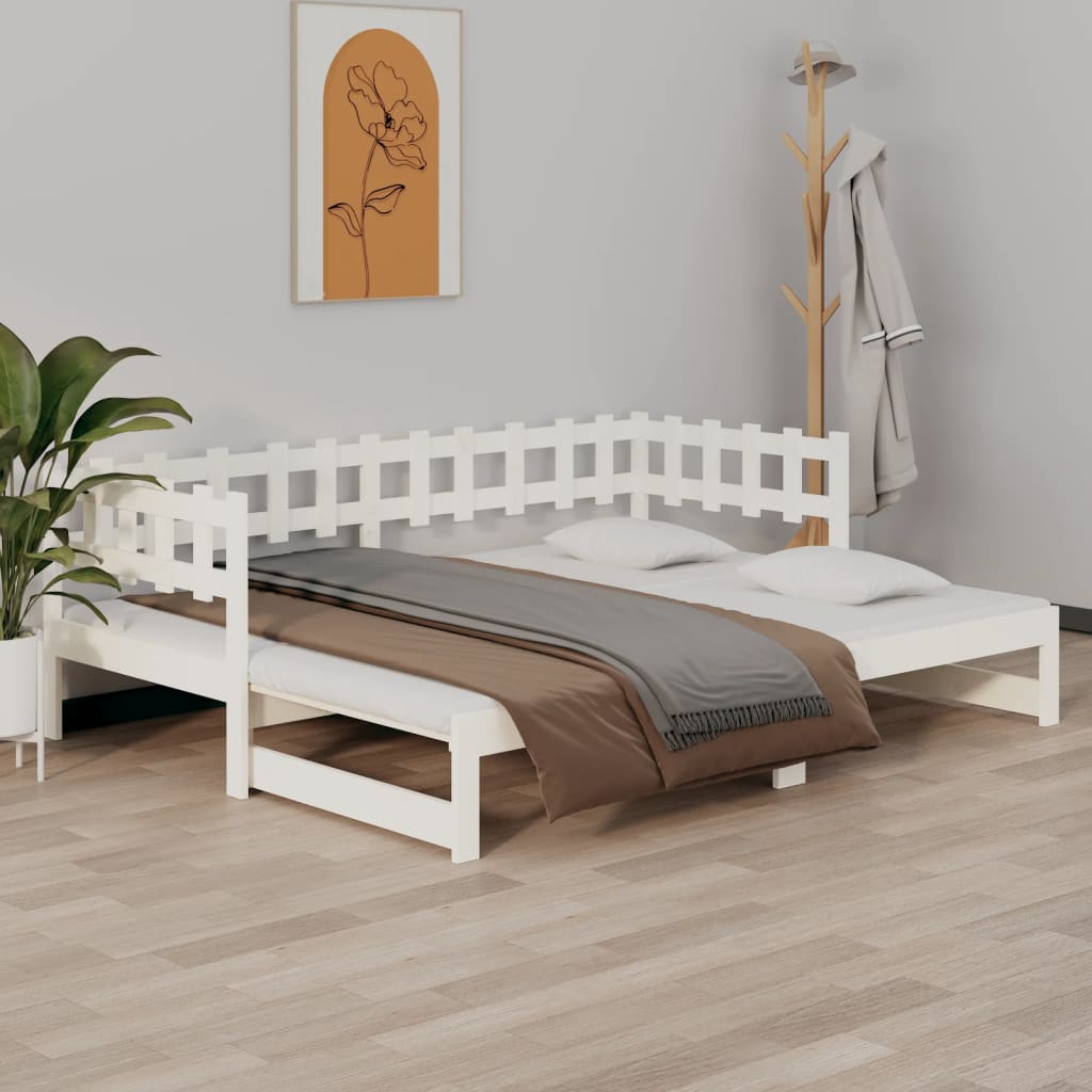 Pull-Out Day Bed Honey Brown 2X(90X190) Cm Solid Wood Pine