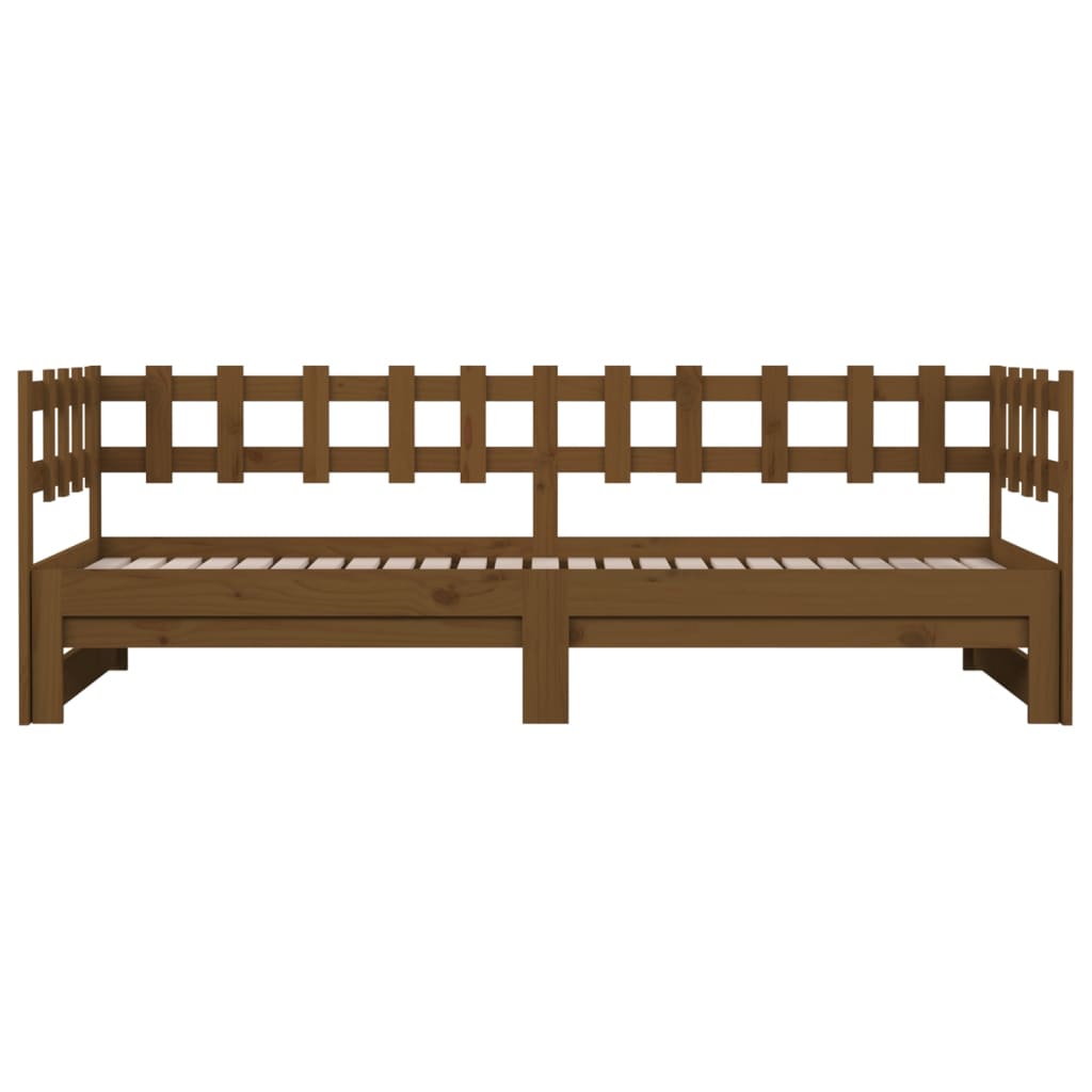 Pull-Out Day Bed Honey Brown 2X(90X190) Cm Solid Wood Pine