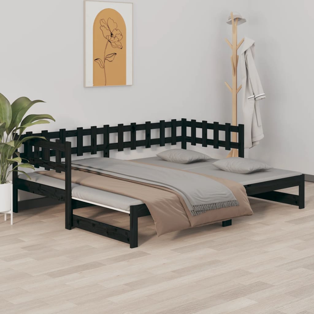 Pull-Out Day Bed Honey Brown 2X(90X190) Cm Solid Wood Pine