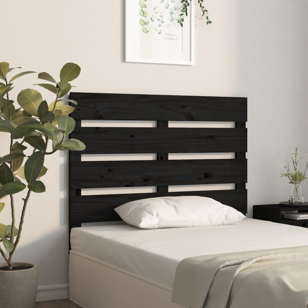 Headboard Black 100x3x80 cm Solid Wood Pine