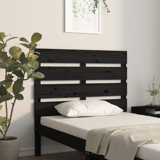 Headboard Black 100x3x80 cm Solid Wood Pine