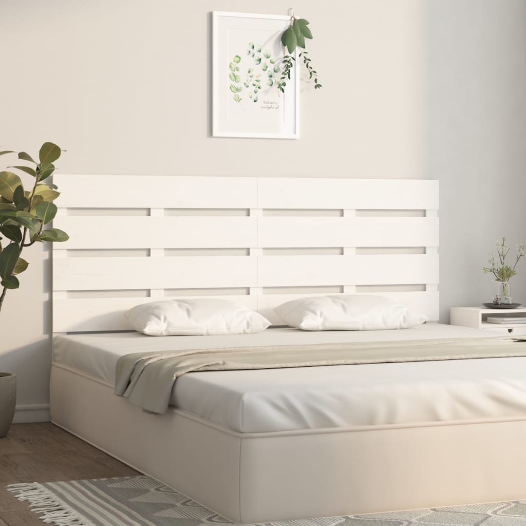 Headboard White 180x3x80 cm Solid Wood Pine