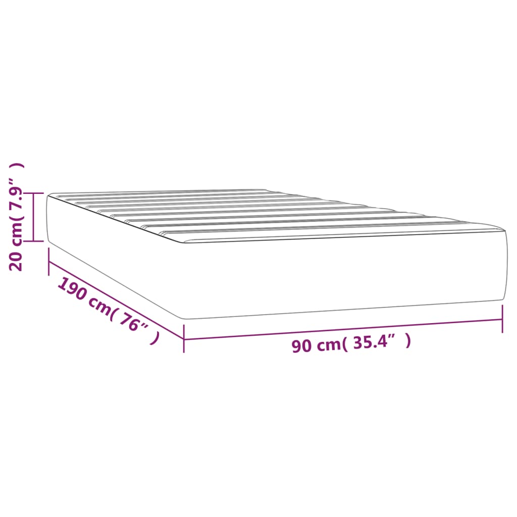 Pocket Spring Bed Mattress Black 90x190x20 cm Velvet