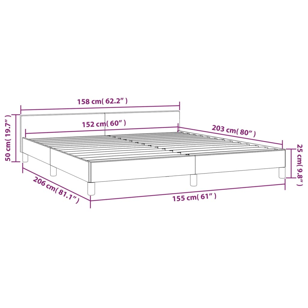 Bed Frame With Headboard 153X203 Cm Queen