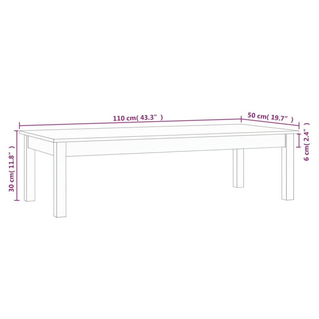 Coffee Table 110x50x30 cm Solid Wood Pine