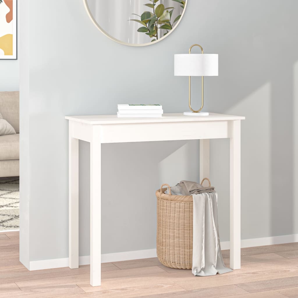 Console Table White 80x40x75 cm Solid Wood Pine