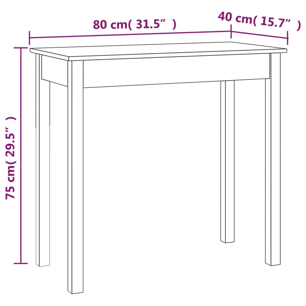 Console Table White 80x40x75 cm Solid Wood Pine