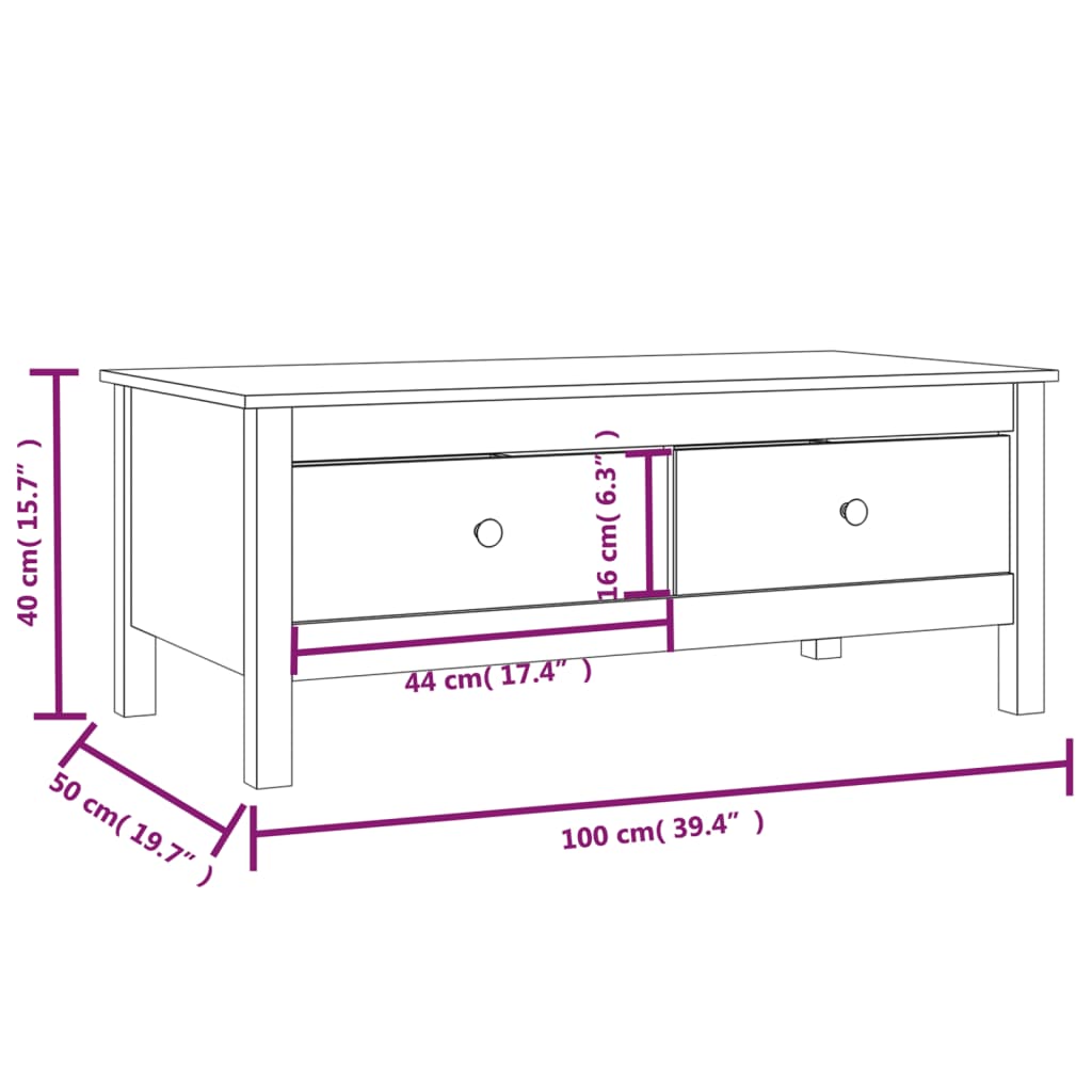 Coffee Table 00X50X40 Cm Solid Wood Pine